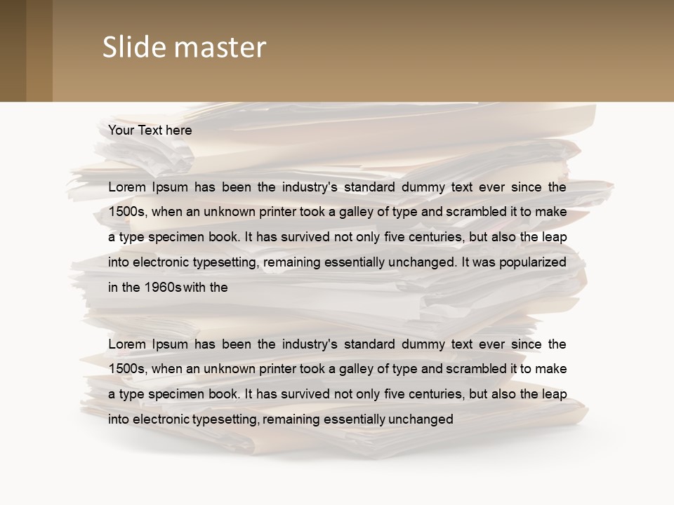 A Stack Of Files With A Business Card On Top Of It PowerPoint Template