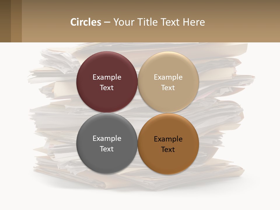 A Stack Of Files With A Business Card On Top Of It PowerPoint Template