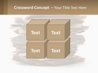 A Stack Of Files With A Business Card On Top Of It PowerPoint Template