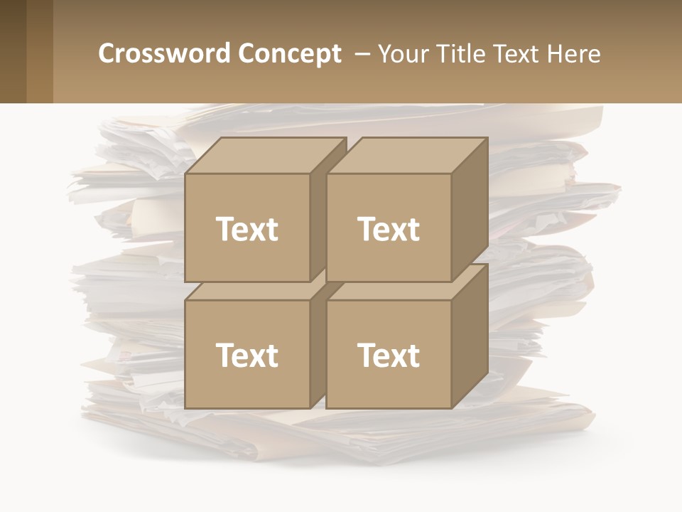A Stack Of Files With A Business Card On Top Of It PowerPoint Template