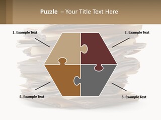 A Stack Of Files With A Business Card On Top Of It PowerPoint Template