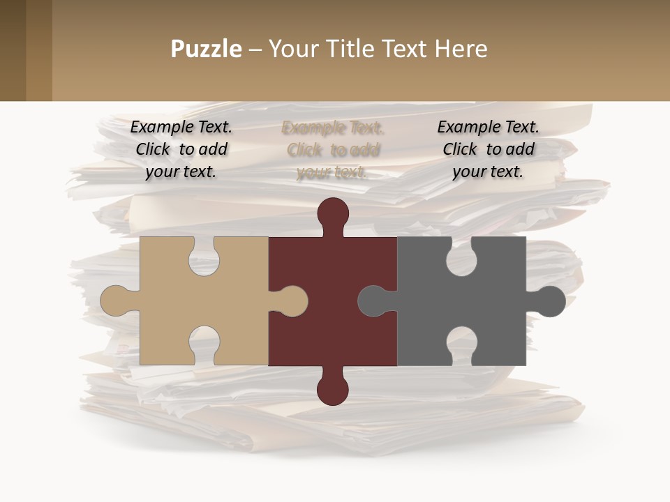 A Stack Of Files With A Business Card On Top Of It PowerPoint Template