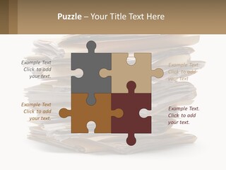 A Stack Of Files With A Business Card On Top Of It PowerPoint Template