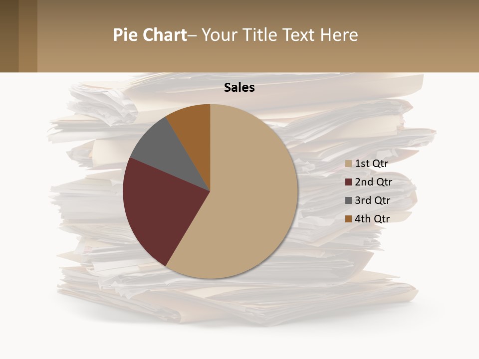 A Stack Of Files With A Business Card On Top Of It PowerPoint Template