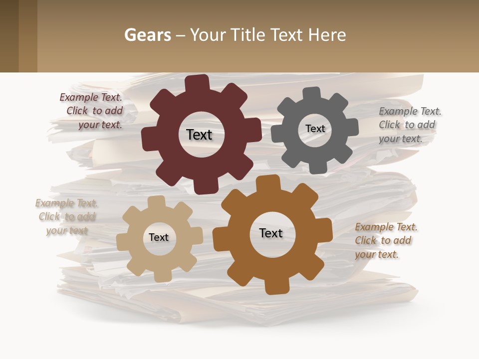 A Stack Of Files With A Business Card On Top Of It PowerPoint Template