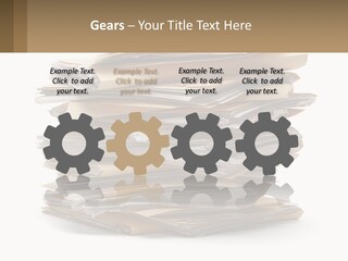 A Stack Of Files With A Business Card On Top Of It PowerPoint Template