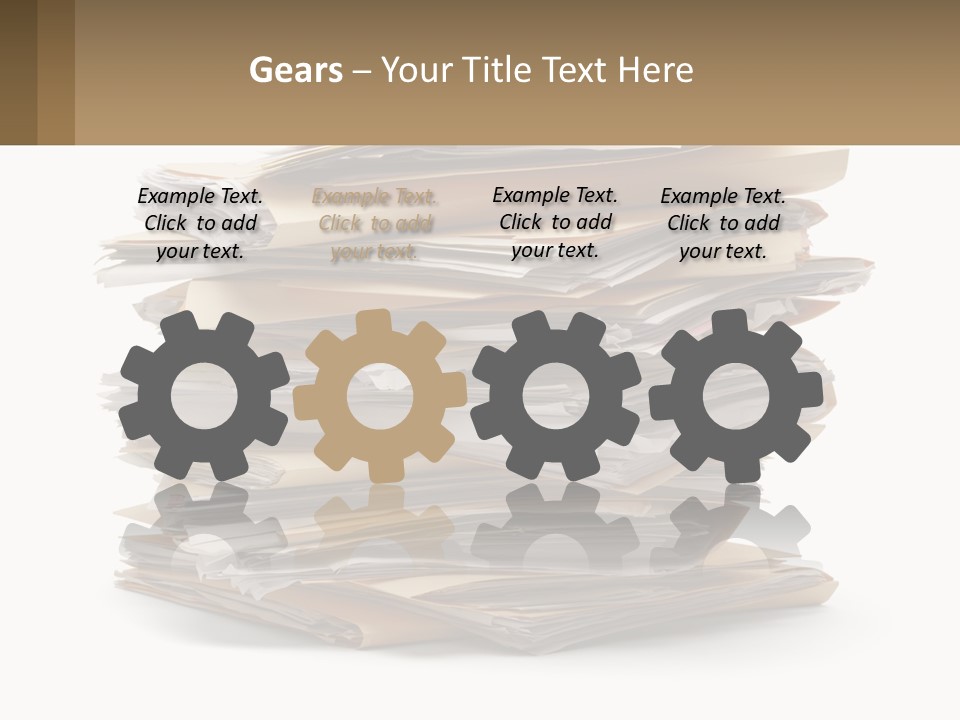 A Stack Of Files With A Business Card On Top Of It PowerPoint Template