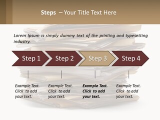 A Stack Of Files With A Business Card On Top Of It PowerPoint Template
