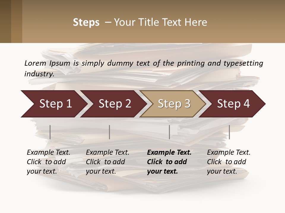A Stack Of Files With A Business Card On Top Of It PowerPoint Template