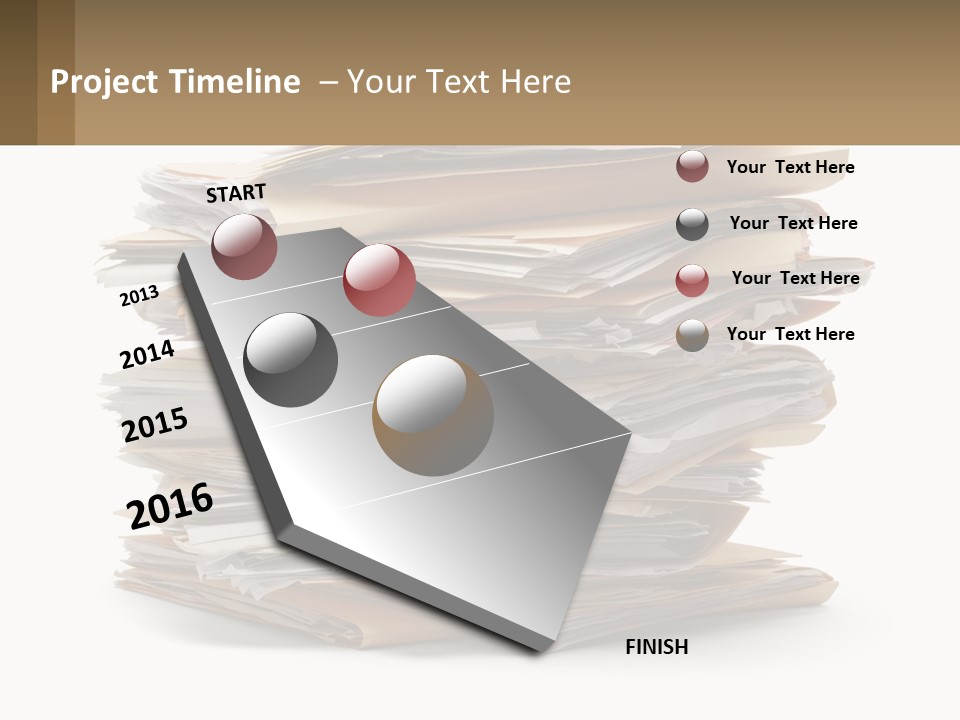 A Stack Of Files With A Business Card On Top Of It PowerPoint Template