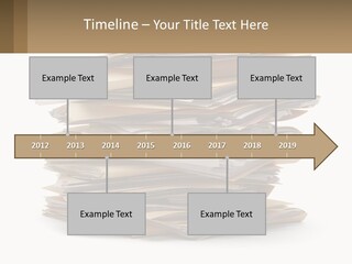 A Stack Of Files With A Business Card On Top Of It PowerPoint Template