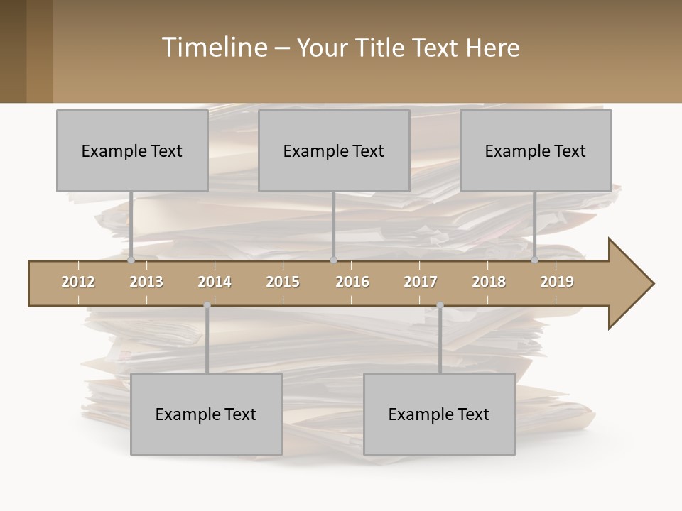 A Stack Of Files With A Business Card On Top Of It PowerPoint Template