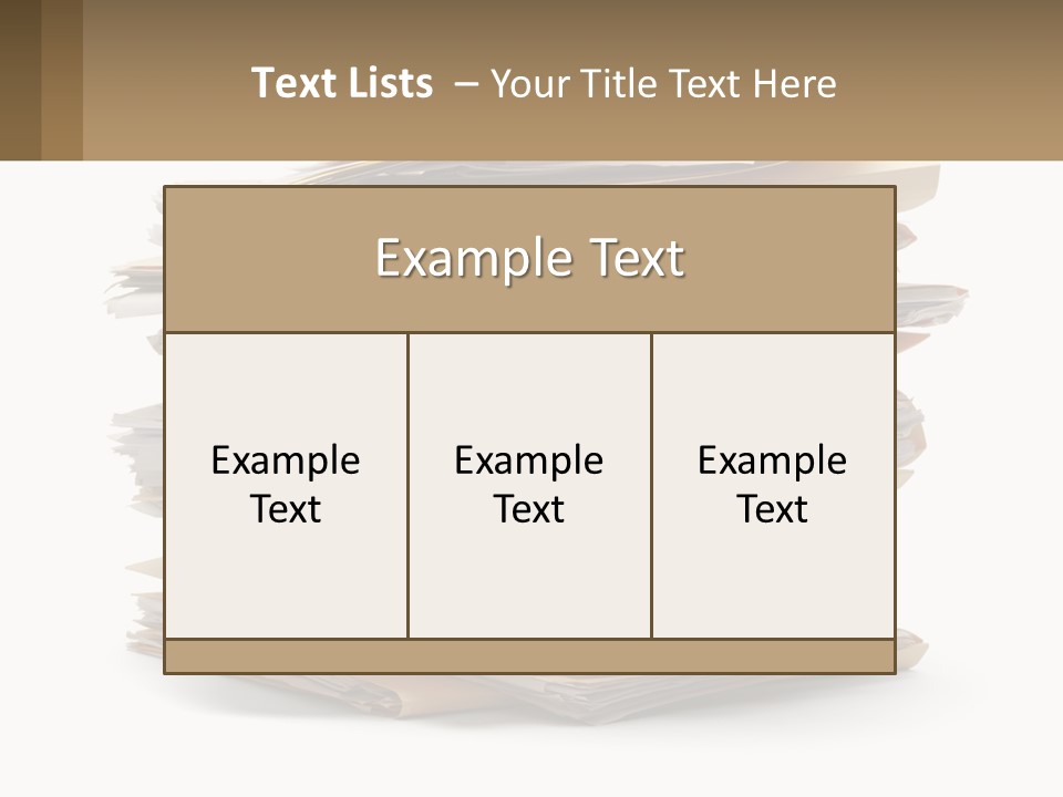 A Stack Of Files With A Business Card On Top Of It PowerPoint Template