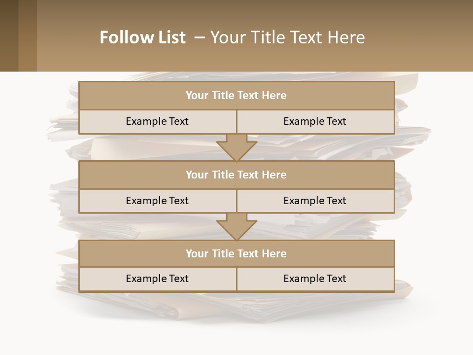 A Stack Of Files With A Business Card On Top Of It PowerPoint Template