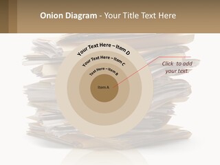 A Stack Of Files With A Business Card On Top Of It PowerPoint Template