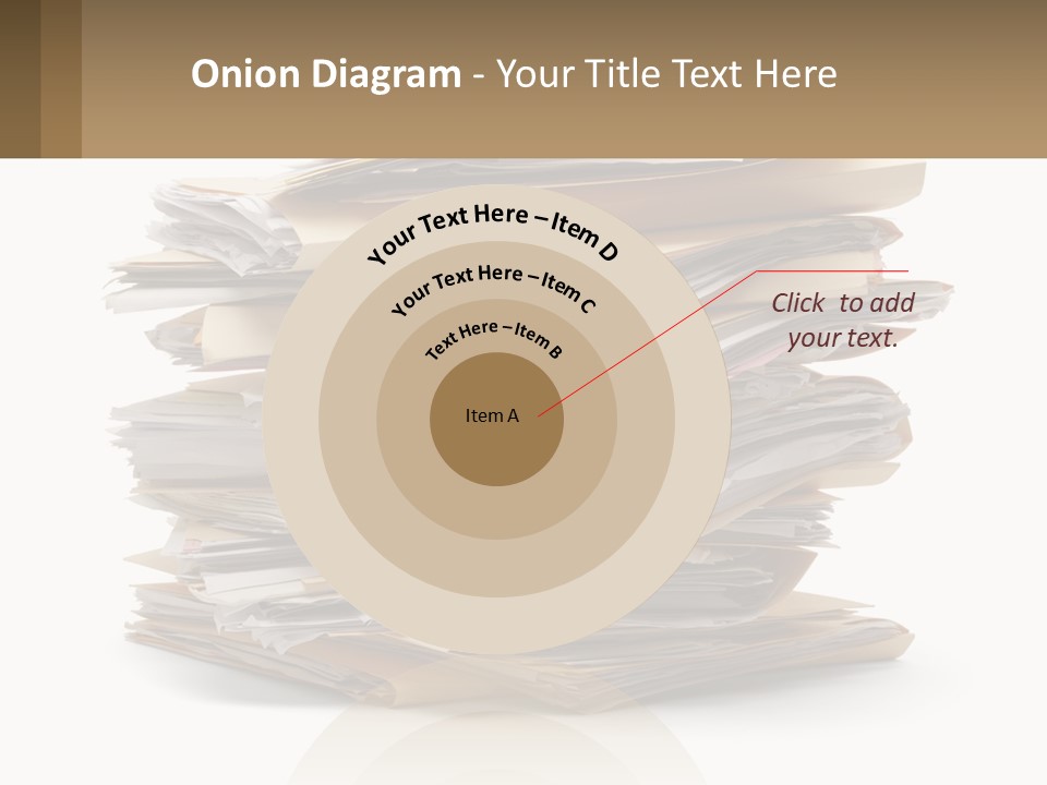 A Stack Of Files With A Business Card On Top Of It PowerPoint Template