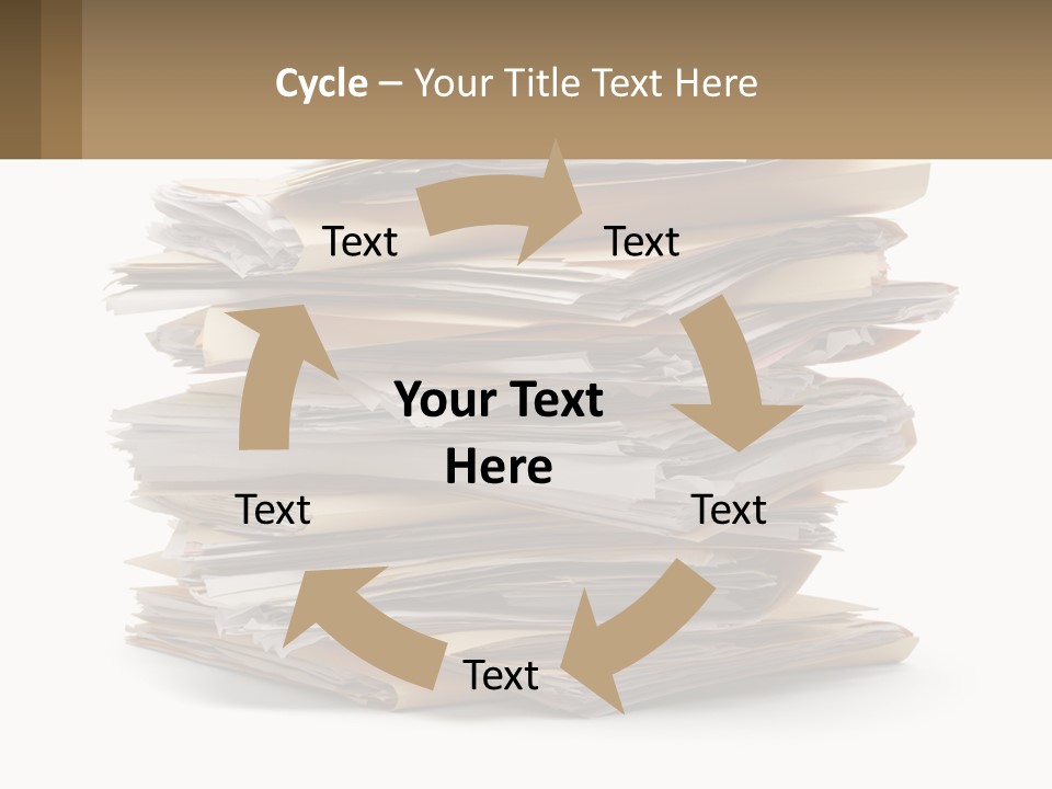 A Stack Of Files With A Business Card On Top Of It PowerPoint Template