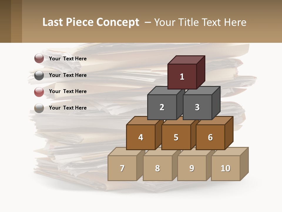 A Stack Of Files With A Business Card On Top Of It PowerPoint Template