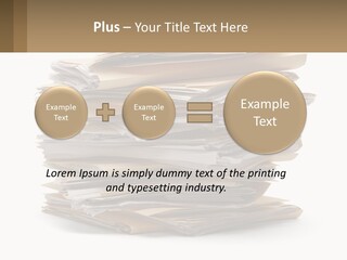 A Stack Of Files With A Business Card On Top Of It PowerPoint Template