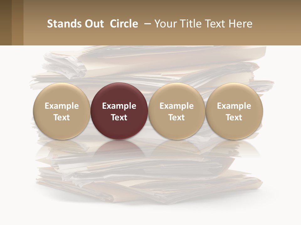 A Stack Of Files With A Business Card On Top Of It PowerPoint Template