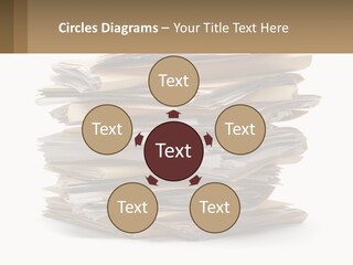 A Stack Of Files With A Business Card On Top Of It PowerPoint Template