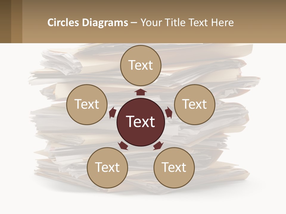 A Stack Of Files With A Business Card On Top Of It PowerPoint Template