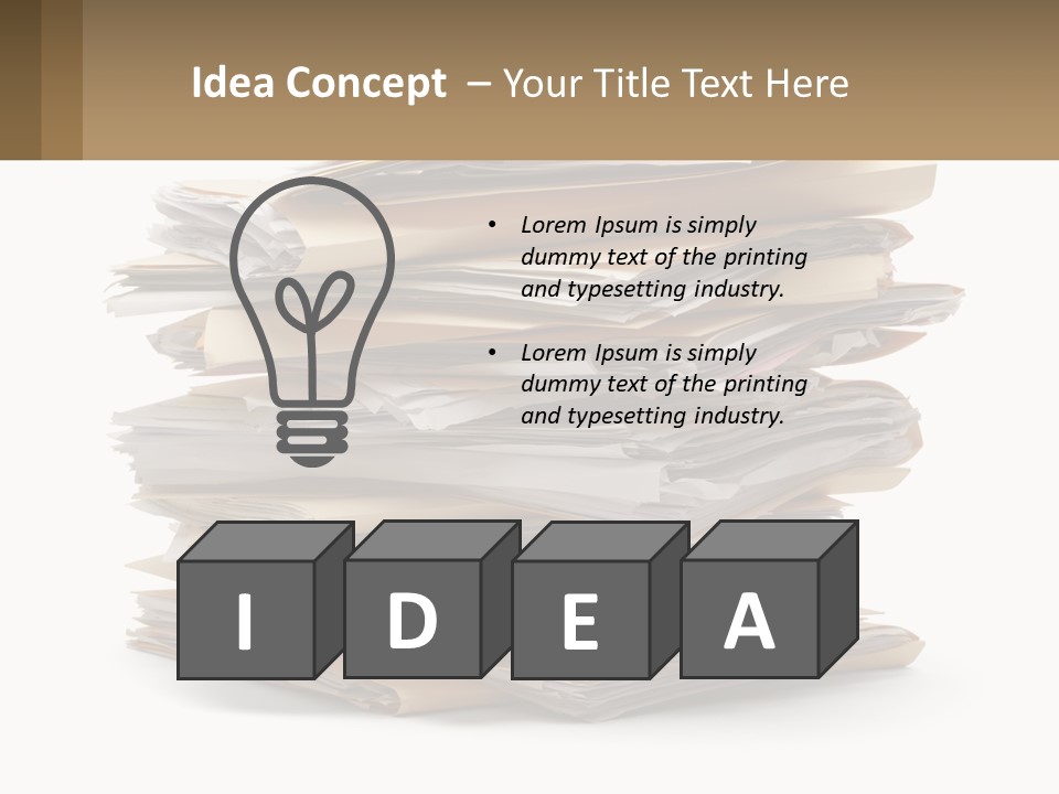 A Stack Of Files With A Business Card On Top Of It PowerPoint Template