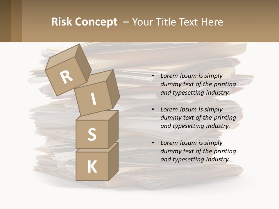 A Stack Of Files With A Business Card On Top Of It PowerPoint Template