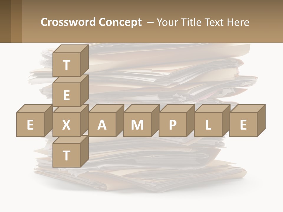 A Stack Of Files With A Business Card On Top Of It PowerPoint Template