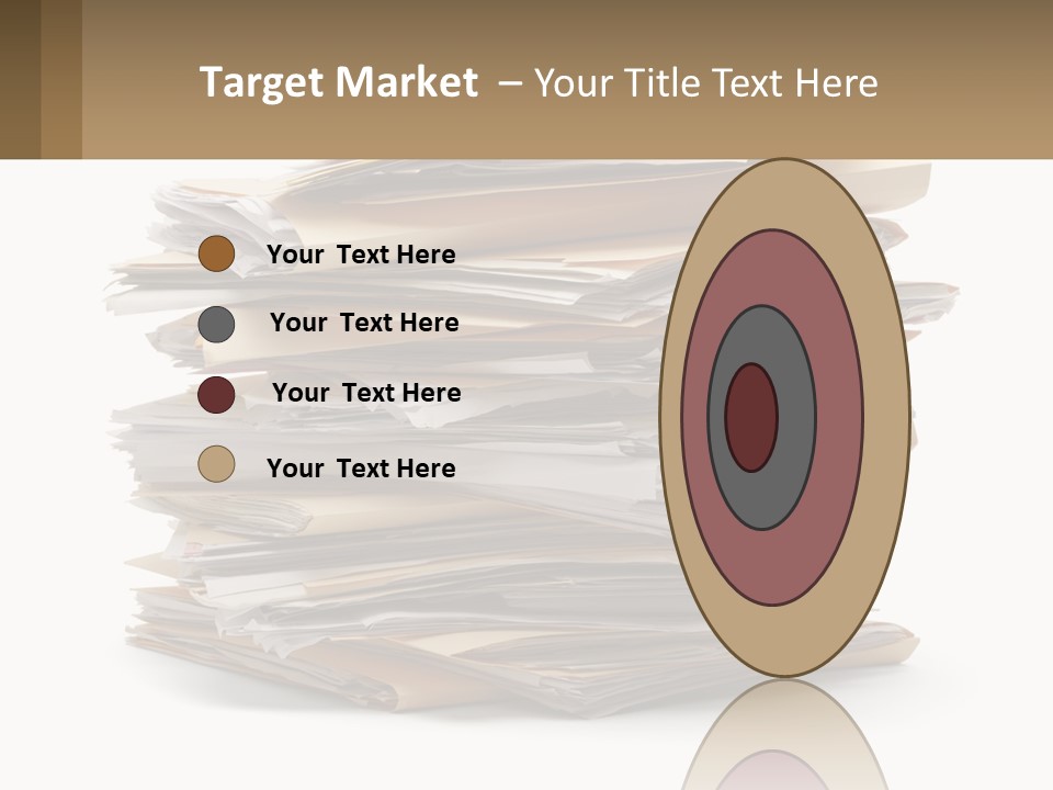 A Stack Of Files With A Business Card On Top Of It PowerPoint Template