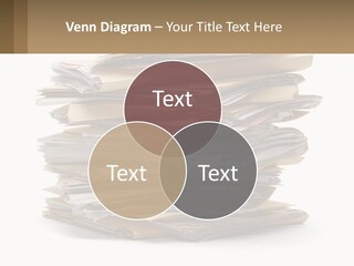 A Stack Of Files With A Business Card On Top Of It PowerPoint Template