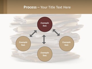 A Stack Of Files With A Business Card On Top Of It PowerPoint Template