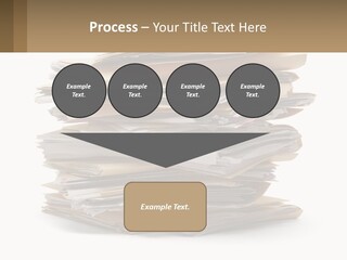A Stack Of Files With A Business Card On Top Of It PowerPoint Template