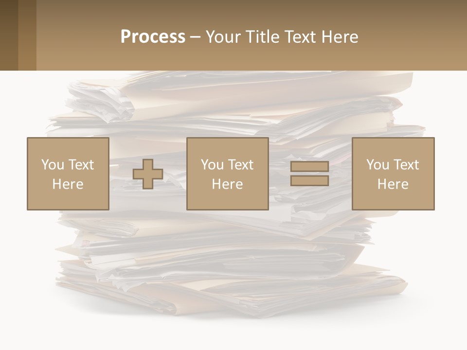 A Stack Of Files With A Business Card On Top Of It PowerPoint Template