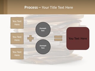 A Stack Of Files With A Business Card On Top Of It PowerPoint Template