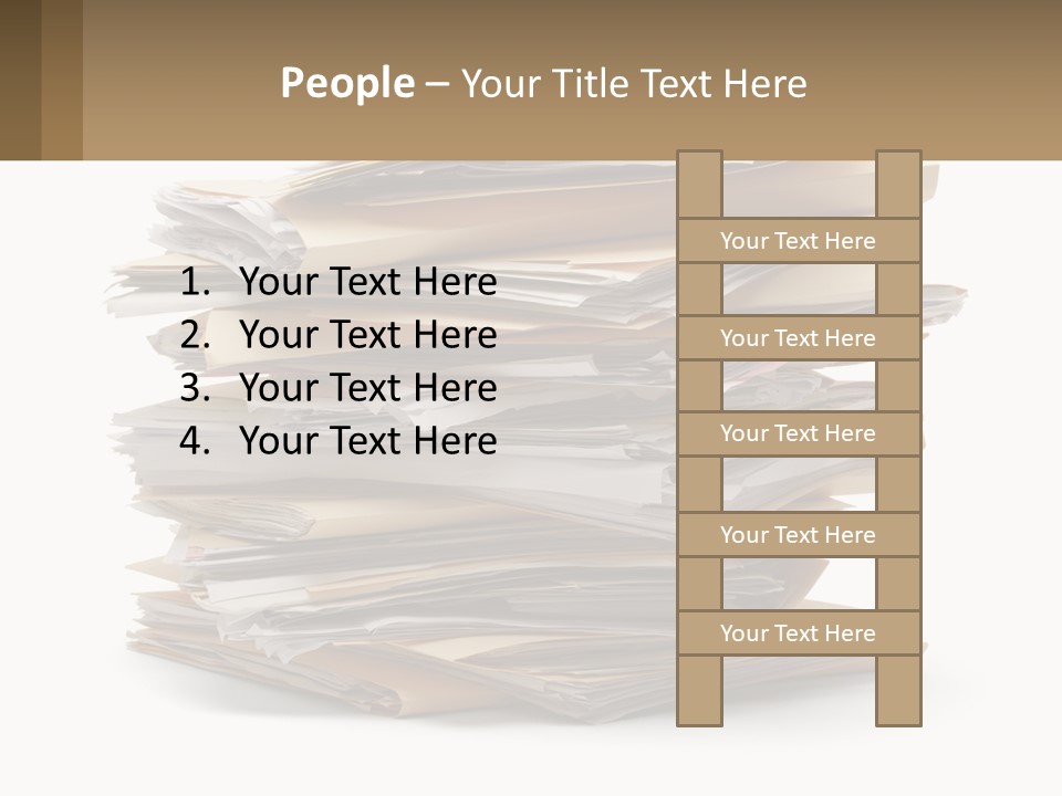 A Stack Of Files With A Business Card On Top Of It PowerPoint Template