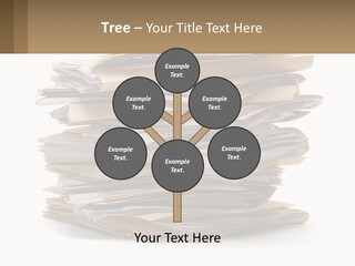 A Stack Of Files With A Business Card On Top Of It PowerPoint Template