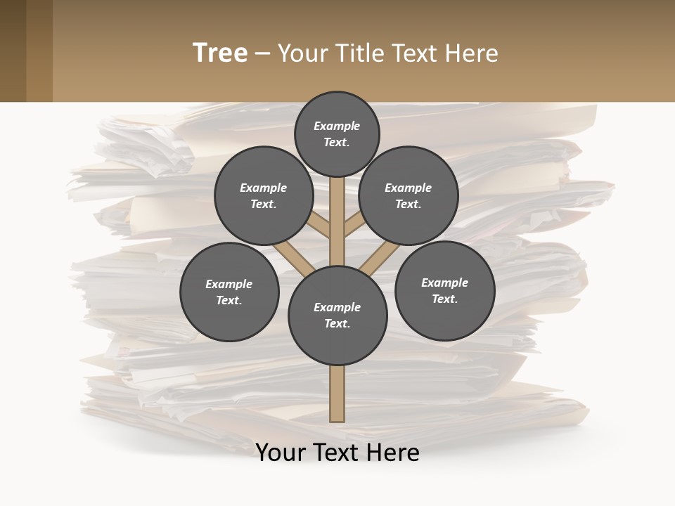 A Stack Of Files With A Business Card On Top Of It PowerPoint Template