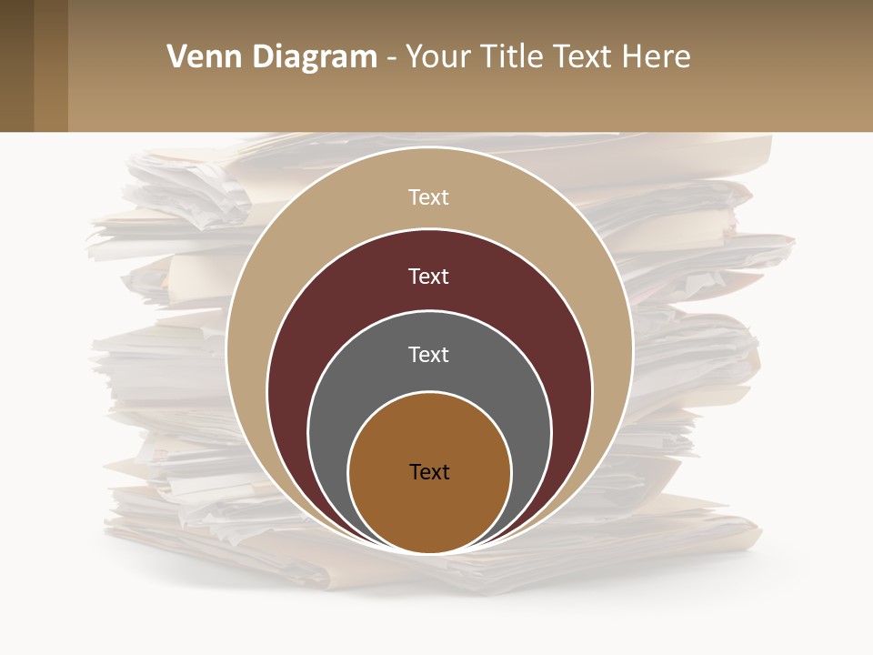 A Stack Of Files With A Business Card On Top Of It PowerPoint Template