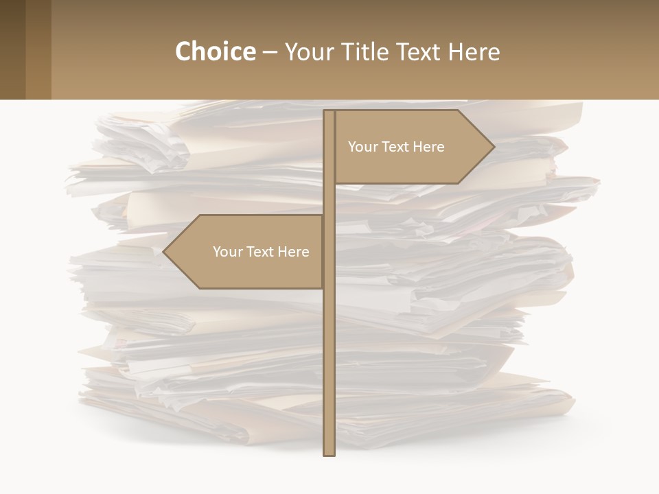 A Stack Of Files With A Business Card On Top Of It PowerPoint Template