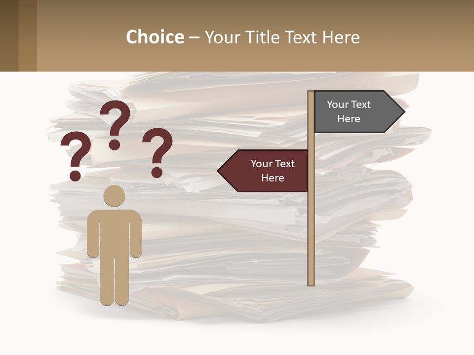 A Stack Of Files With A Business Card On Top Of It PowerPoint Template