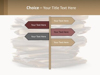 A Stack Of Files With A Business Card On Top Of It PowerPoint Template