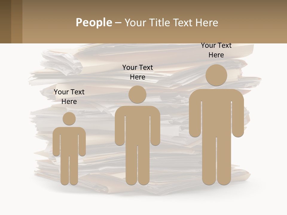 A Stack Of Files With A Business Card On Top Of It PowerPoint Template