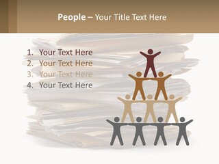 A Stack Of Files With A Business Card On Top Of It PowerPoint Template