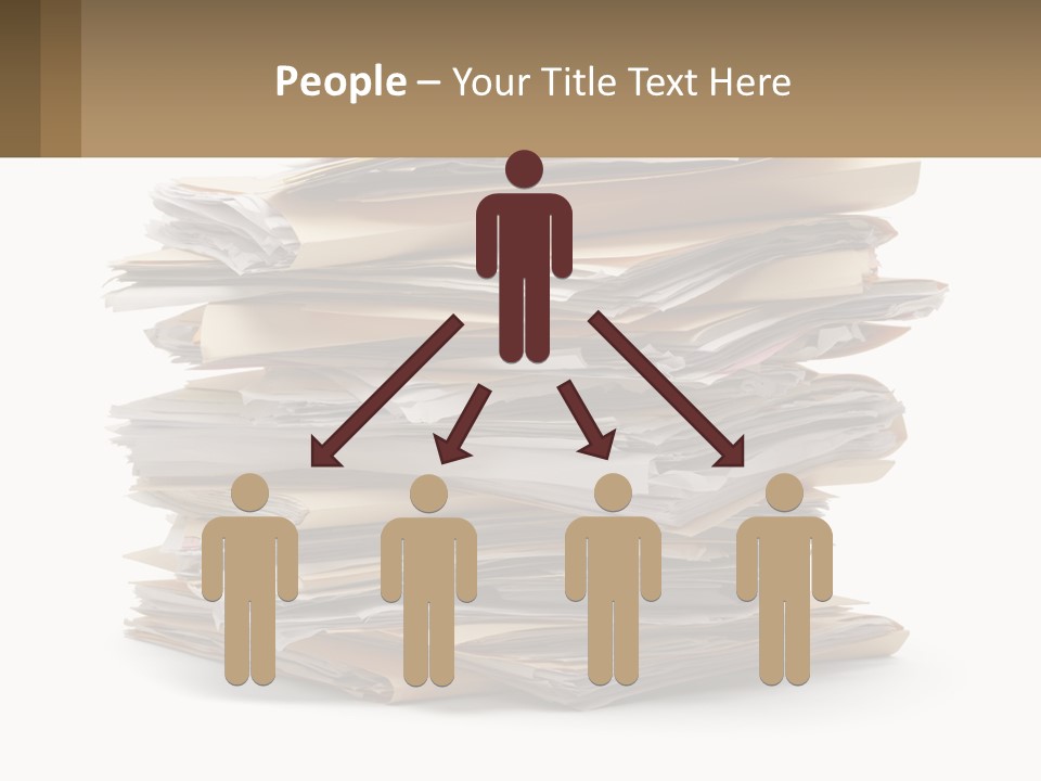 A Stack Of Files With A Business Card On Top Of It PowerPoint Template