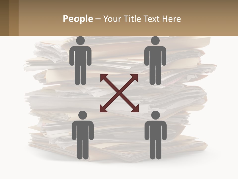 A Stack Of Files With A Business Card On Top Of It PowerPoint Template