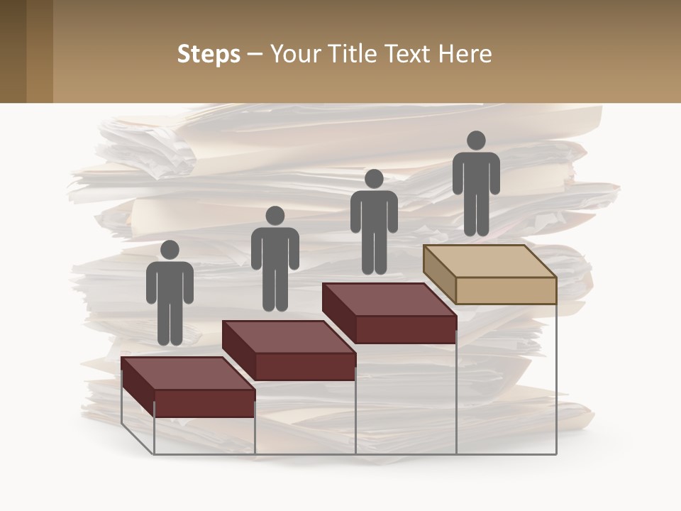 A Stack Of Files With A Business Card On Top Of It PowerPoint Template