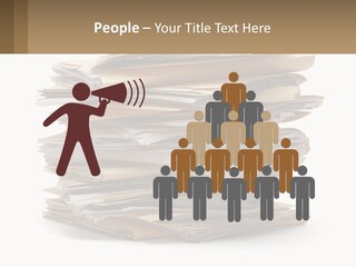 A Stack Of Files With A Business Card On Top Of It PowerPoint Template