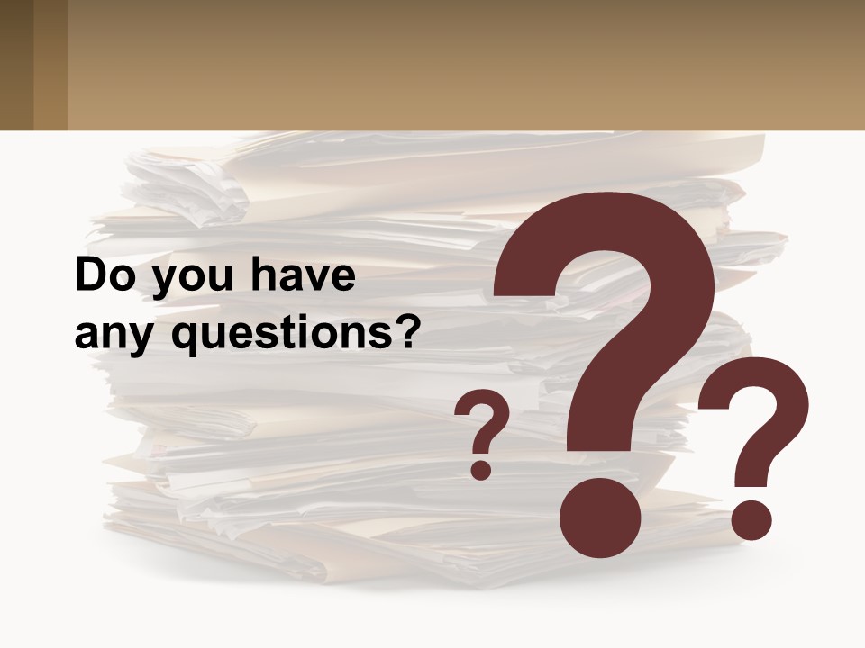 A Stack Of Files With A Business Card On Top Of It PowerPoint Template