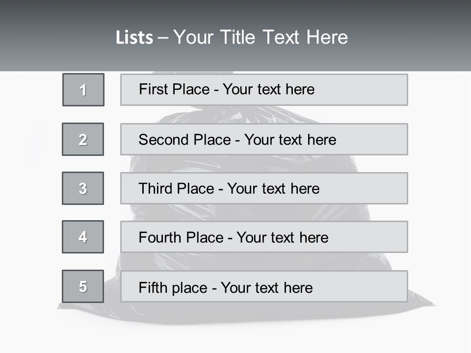 A Black Trash Bag With A Name Tag On It PowerPoint Template